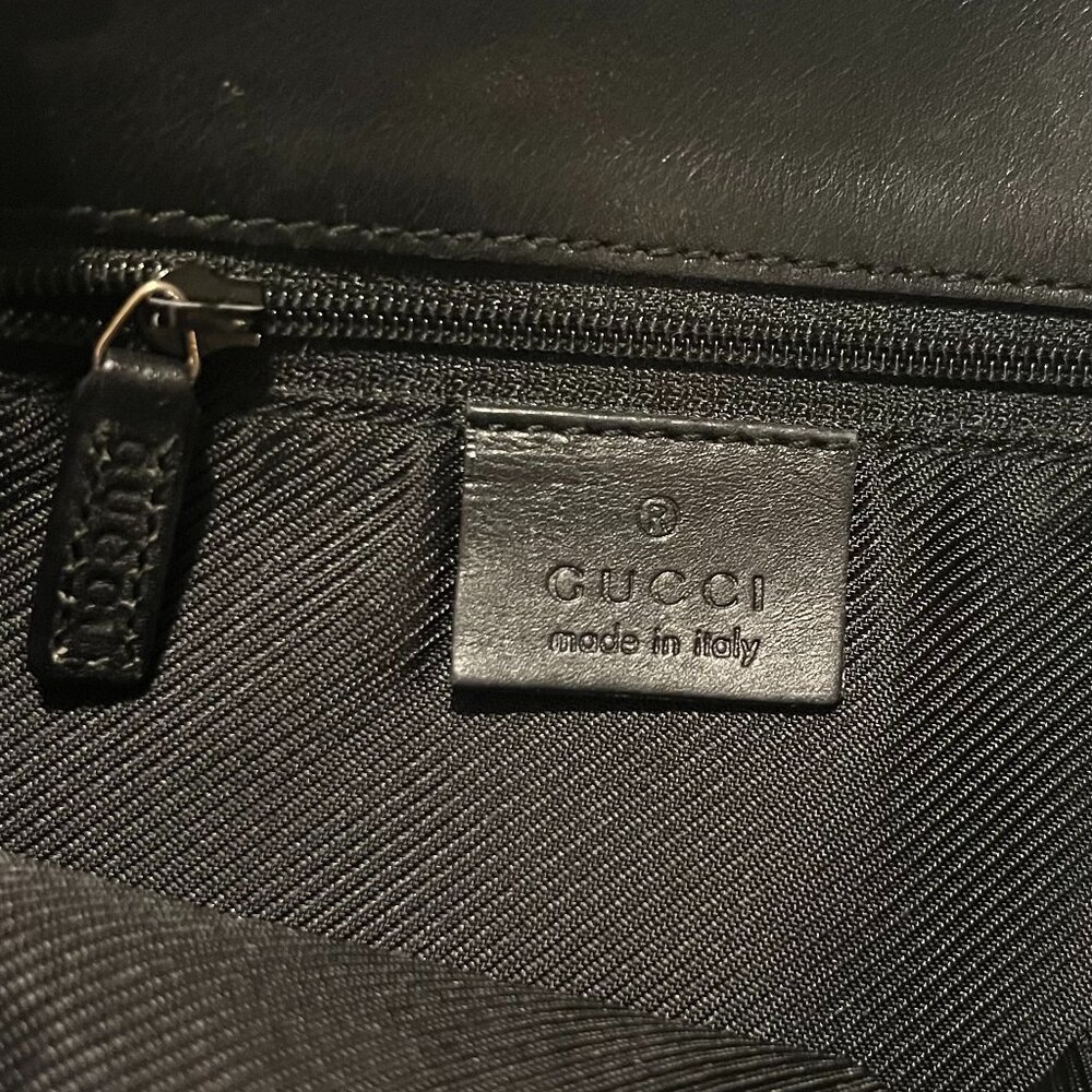 Authentic Gucci Black and Brown GG Canvas Tote with Black Leather Handles - Picture 15 of 16